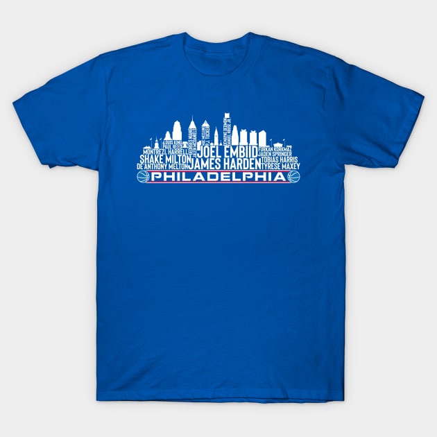 Philadelphia Basketball Team 23 Player Roster, Philadelphia City Skyline T-Shirt by Legend Skyline